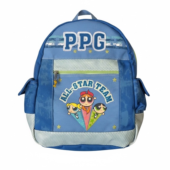 Cartoon Network Other - Vintage Powerpuff Girls "All-Star Team" Blue Backpack - PPG